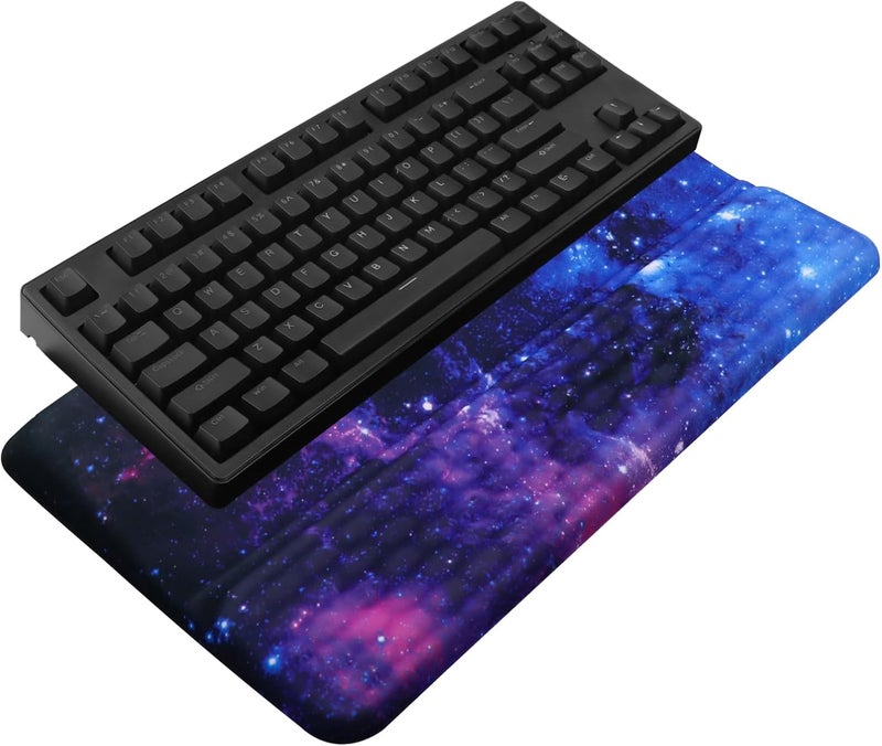 KEPUTAIER Computer Keyboard Stand with Wrist Rest, Ergonomic Tilted Keyboard Holder - Keyboard Riser with Wrist Pad - Keyboard Tray Support for Office Home - Black Starry Night - Image 1